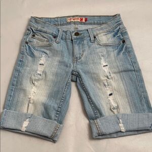 Contraband distressed light wash cuffed shorts
